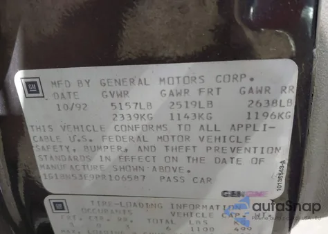 1993 Chevrolet Caprice Classic Ls from USA, damaged, VIN 1G1BN53E9PR106587